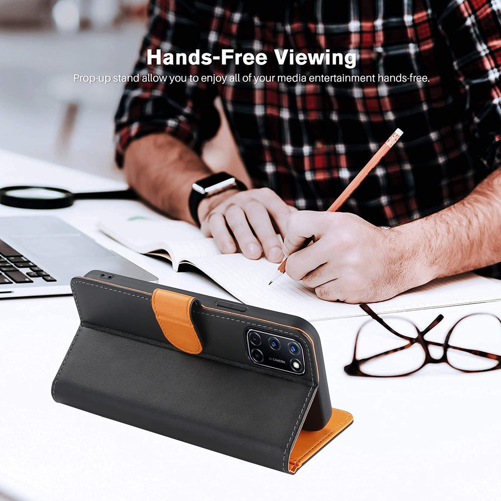 FMPCUON Hülle Case Kompatibel mit Oppo A52 / Oppo A72 / Oppo A92 - Premium PU Leder Brieftasche Handyhülle - Handy Lederhülle Cover Schutzhülle Etui Tasche Book Klapp Style Handytasche, Schwarz