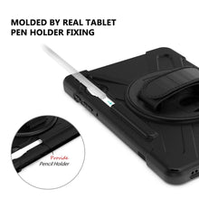 Laden Sie das Bild in den Galerie-Viewer, Gerutek Hülle Samsung Galaxy Tab S6 SM T860/SM T865 (10.5-Zoll), Stoßfeste Robust Panzerhülle mit Stifthalter, Drehbar Stände, Handschlaufe, Schultergurt Schutzhülle für Samsung Tab S6 10.5, Schwarz