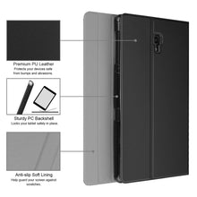 Laden Sie das Bild in den Galerie-Viewer, Fintie Tastatur Hülle für Samsung Galaxy Tab A 10.5 SM-T590/T595 2018 Tablet-PC - Ultradünn leicht Schutzhülle mit magnetisch Abnehmbarer drahtloser Deutscher Bluetooth Tastatur, Schwarz