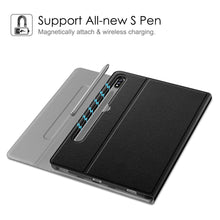 Laden Sie das Bild in den Galerie-Viewer, Fintie Tastatur Hülle für Samsung Galaxy Tab S7 11 Zoll 2020 SM-T870 / SM-T875 Tablet-PC, Ultradünn leicht Schutzhülle mit magnetisch Abnehmbarer drahtloser Deutscher Bluetooth Tastatur, Schwarz