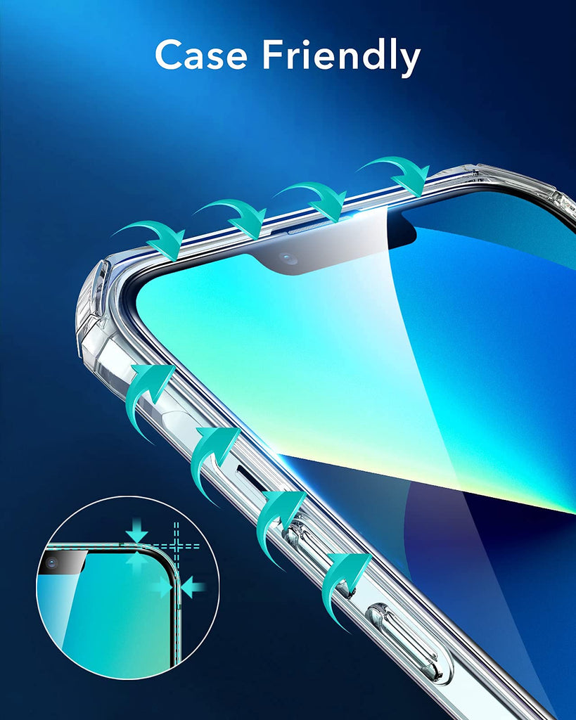 ESR 2 Stück Armorite Displayschutz kompatibel mit iPhone 13 Pro Max, mit Positionierhilfe, 50 kg Kraftresistenz, harte Panzerglas Displayschutzfolie