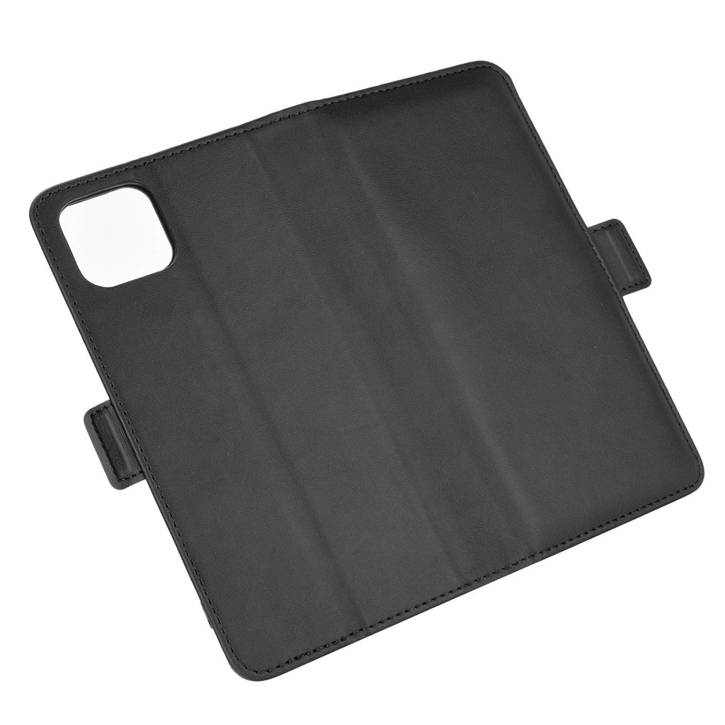 AKC Handyhülle Kompatibel mit Oppo A72 5G/A73 5G Hülle Fallschutz Handy-Ständer-Leder Flip Etui Handytasche Cover Echtleder Brieftasche-Schwarz