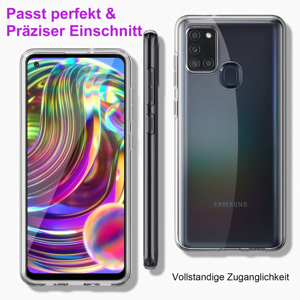 Wlife Hülle Kompatibel Samsung A21s,Slim Transparent Weich Anti-Vergilbung TPU Schutzhülle,Anti-Fingerabdruck, Anti-Kratze Qualität Stoßfest durchsichtig Silikon Handyhülle für Samsung A21s