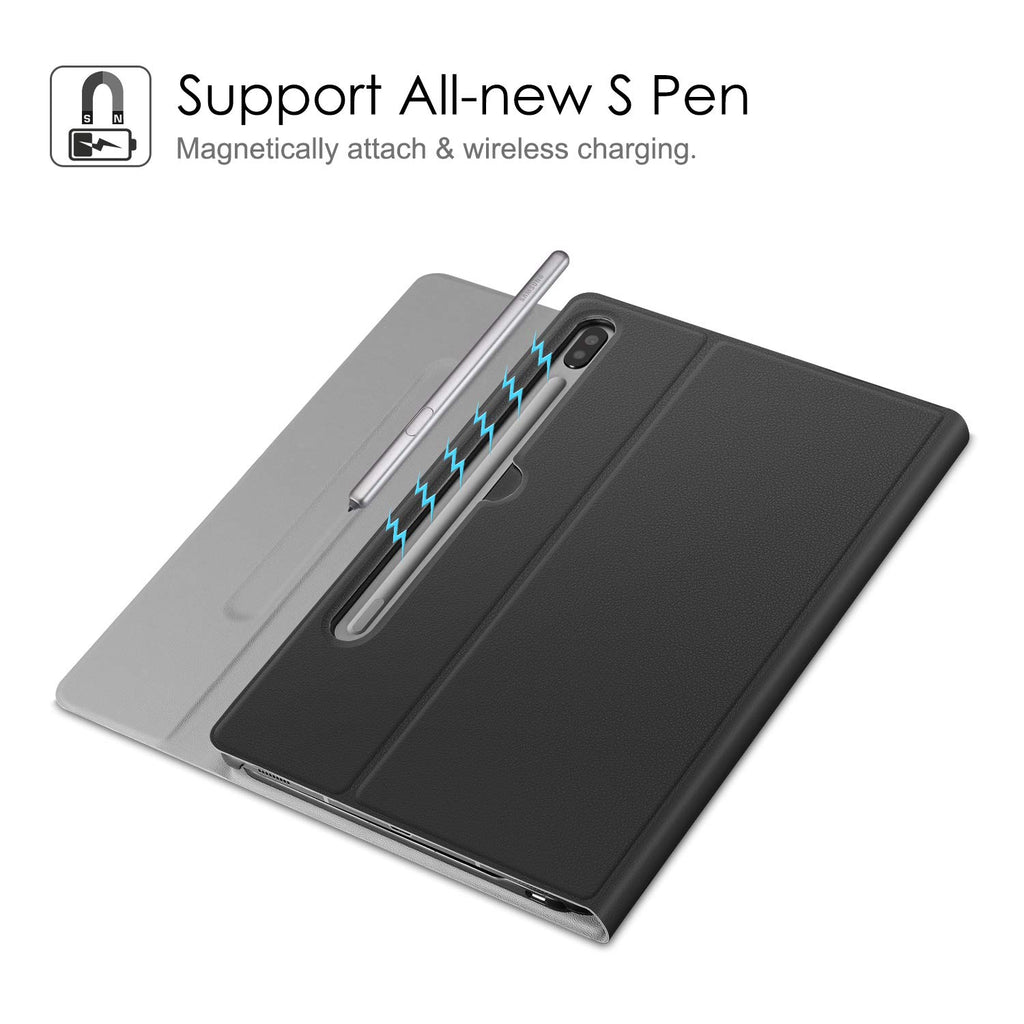 Fintie Tastatur Hülle für Samsung Galaxy Tab S6 10.5 2019 (Kompatibel mit S Pen kabelloser Ladefunktion) - Ultradünn Keyboard Case mit magnetisch Abnehmbarer drahtloser Deutscher Tastatur, Schwarz
