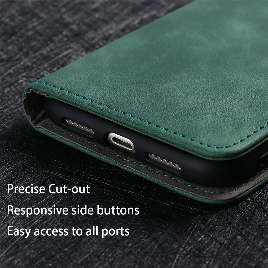 GOKEN Leder Folio Hülle für Oppo Find X3 Neo, Lederhülle Brieftasche Mit Kartensteckplätzen, Premium Flip PU/TPU Handyhülle Schutzhülle Case Cover mit Ständer Funktion (Schwarz)