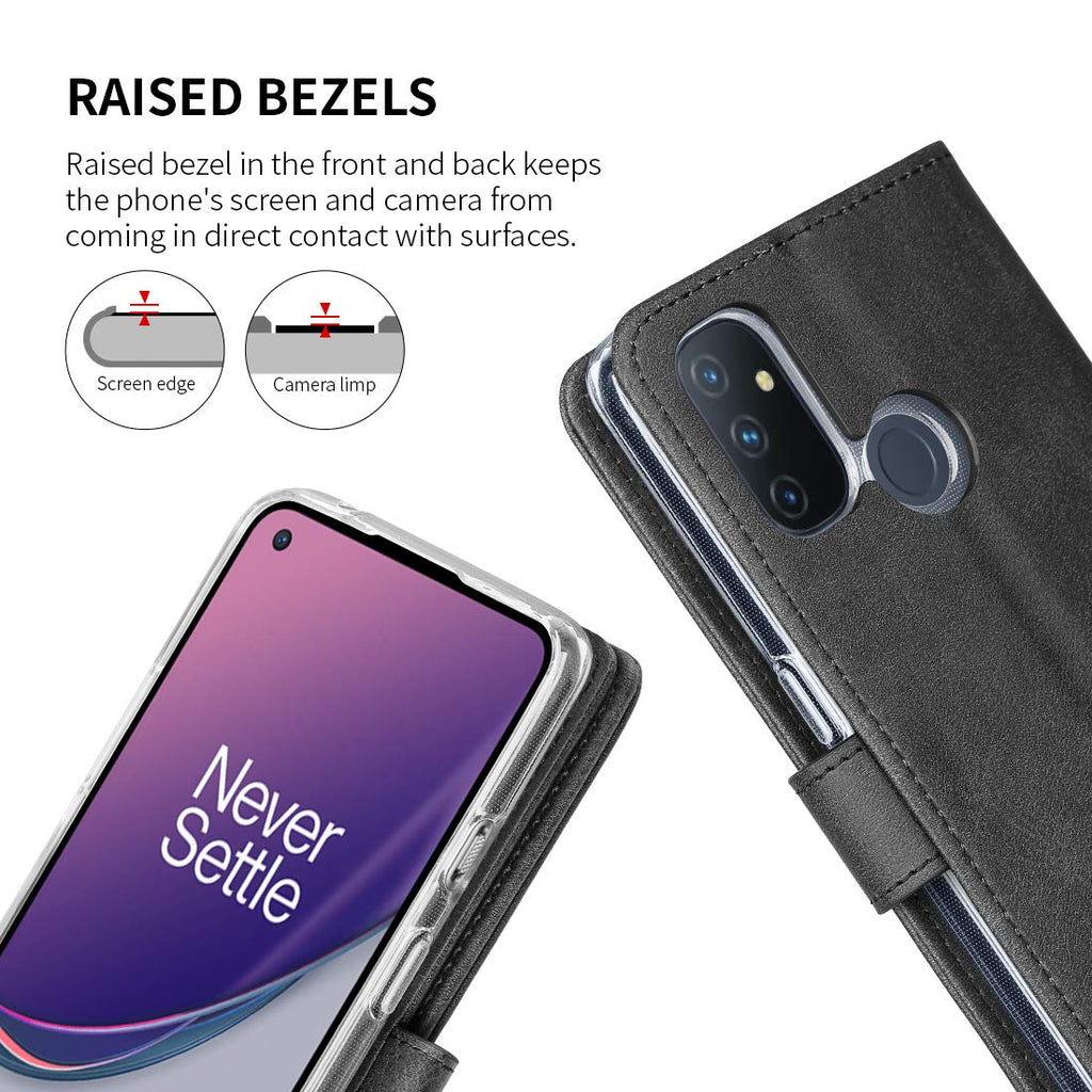 Cresee für OnePlus Nord N100 Hülle, PU Leder Handyhülle mit 3 Kartenfächer, Schutzhülle Case Tasche Magnetverschluss Flip Cover Stoßfest für Nord N100 (Schwarz)