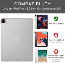 Laden Sie das Bild in den Galerie-Viewer, ZtotopCases Hülle für iPad Pro 12.9 2021/2020,Ultra Schlank leichte und Klappständer Schutzhülle mit Transparent Harten PC Back Cover,Auto Schlaf/Aufwach für iPad Pro 12,9'' 5./4.Generation,Schwarz
