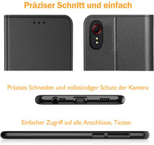 Laden Sie das Bild in den Galerie-Viewer, AURSTORE Handyhülle Kompatibel Mit Samsung Galaxy Xcover 5 Hülle Enterprise Edition, Premium PU Leder Schutzhülle Abdeckung, Tasche Leder Flip Case Brieftasche Etui für (Galaxy Xcover 5, Schwarz Book)