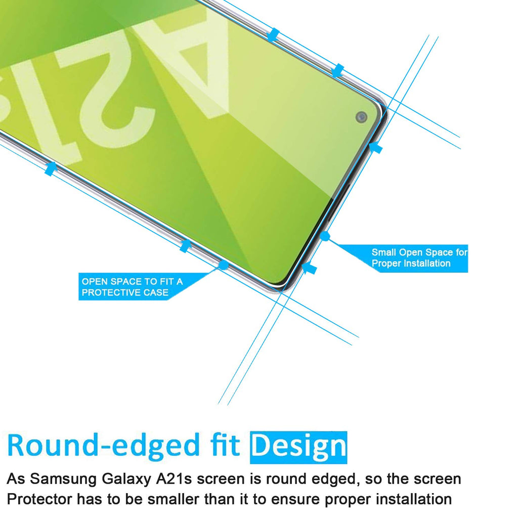 NEW'C, Schutzfolie Panzerglas für Samsung Galaxy A21s, Frei von Kratzern, 9H Härte, HD Displayschutzfolie, 0.33mm Ultra-klar, Ultrabeständig