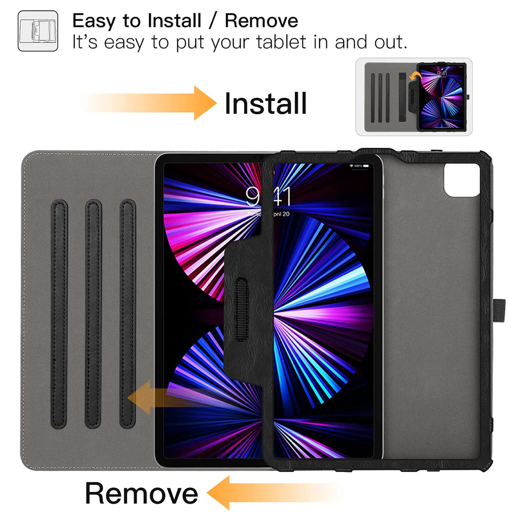 ZtotopCases Hülle für Neu iPad Pro 11 2021(3. Generation), Premium Leder Geschäftshülle mit Ständer,Kartensteckplatz,Auto Schlaf/ Aufwach Funktion, Mehrfachwinkel,für iPad 11 Zoll 2021, Schwarz