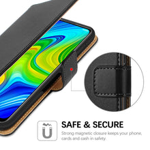 Laden Sie das Bild in den Galerie-Viewer, HOOMIL Handyhülle für Xiaomi Redmi Note 9 Hülle, Premium PU Leder Flip Case Schutzhülle für Xiaomi Redmi Note 9 Tasche, Schwarz