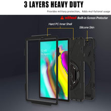 Laden Sie das Bild in den Galerie-Viewer, Gerutek Hülle für Tab S5e 10.5 Zoll Cover SM-T725/T720 Samsung Galaxy Case, Stoßfeste Robust Panzerhülle mit 360 Drehbar Stände, Handschlaufe, Schultergurt Schutzhülle, Schwarz Cover von Gerutek