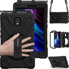 Laden Sie das Bild in den Galerie-Viewer, BRAECN Hülle für Samsung Galaxy Tab Active 3 8.0, Stoßfeste Robuste Tragbare Hülle mit 360° Drehbarem Ständer, Handgurt, Stifthalter und Schultergurt SM-T570/SM-T575/SM-T575N-Schwarz