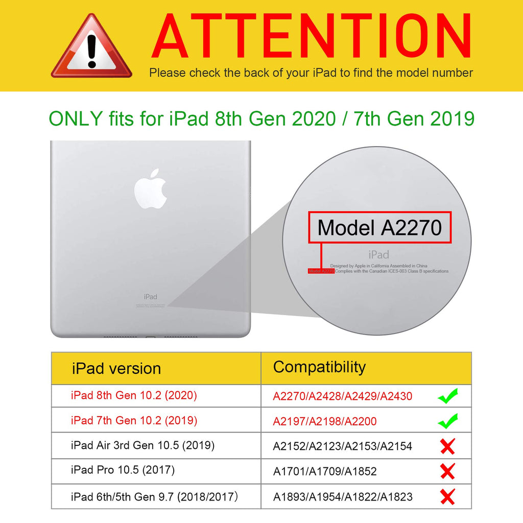 Fintie Hülle für iPad 8. Generation (2020) / 7. Gen (2019) 10.2 Zoll - Superleicht Soft TPU Rückseite Abdeckung Schutzhülle mit eingebautem Pencil Halter, Auto Sleep/Wake, Himmelgrau