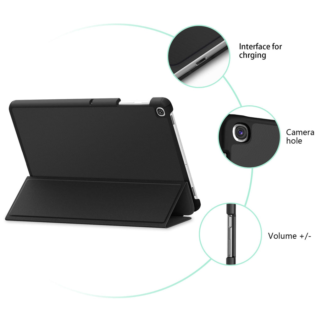 IVSO Samsung Galaxy Tab S5e Hülle, Galaxy Tab S5e Schutzhülle, Samsung Tab S5e Case, Hochwertiges PU mit Standfunktion Geeignet für Samsung Galaxy Tab S5e T720/T725 10.5 Zoll, Schwarz