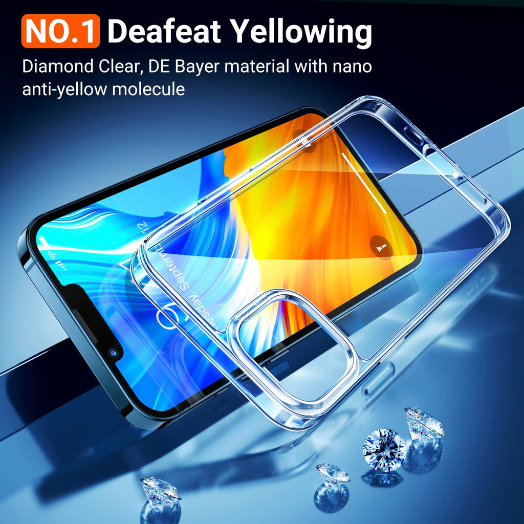 TORRAS Diamond Series Kompatibel mit iPhone 13 Hülle (Transparent) Vergilbungsfrei (Unzerstöbare Sturzfestigkeit) Schutzhülle iPhone 13 Guter Griff Kratzfestigkeit Handyhülle iPhone 13 Case - Klar