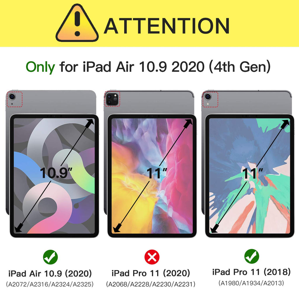 ZtotopCase Hülle für iPad Air 4 10.9 2020, Robuste Stoßfeste Magnetisch Schutzhülle, mit Mehrfachwinkel, Stifthalter, für iPad Air 4 10,9 Zoll 2020, Schwarz, ZTPC-iPad 10.8 DJD Black-us_SML