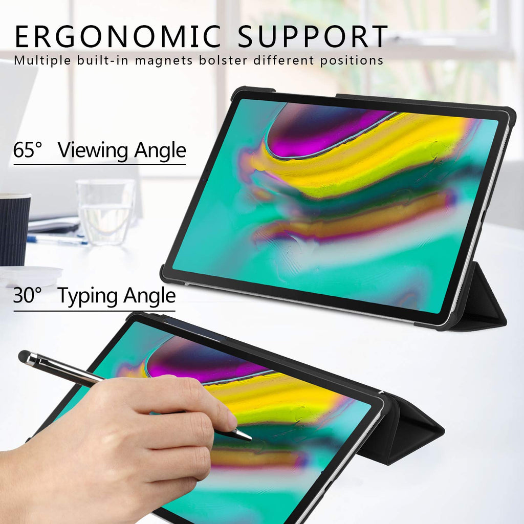 IVSO Samsung Galaxy Tab S5e Hülle, Galaxy Tab S5e Schutzhülle, Samsung Tab S5e Case, Hochwertiges PU mit Standfunktion Geeignet für Samsung Galaxy Tab S5e T720/T725 10.5 Zoll, Schwarz