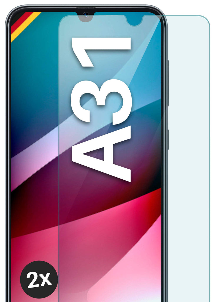 moex Panzerglas kompatibel mit Samsung Galaxy A31 - Schutzfolie aus Glas, bruchsichere Displayschutz Folie, Crystal Clear Panzerglasfolie