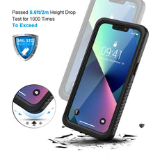 Laden Sie das Bild in den Galerie-Viewer, Lanhiem für iPhone 13 Hülle (6.1"), iPhone 13 Case IP68 Wasserdicht Handy Hülle 360 Grad Schutzhülle, Stoßfest Staubdicht Outdoor Panzerhülle mit Eingebautem Displayschutz, Schwarz
