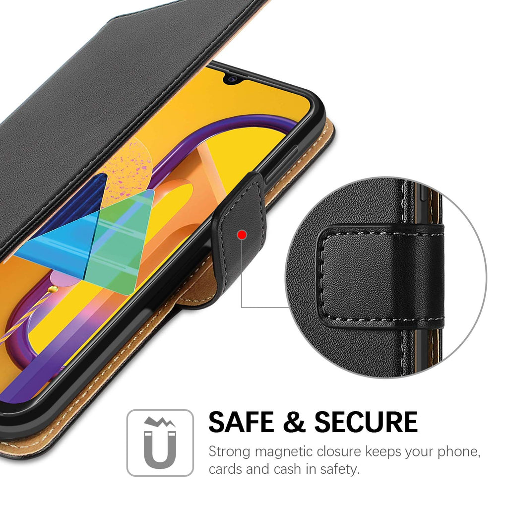 HOOMIL Handyhülle für Samsung Galaxy M21 Hülle, für Samsung Galaxy M30s Hülle, Premium PU Leder Flip Schutzhülle für Samsung Galaxy M21/M30s Tasche, Schwarz