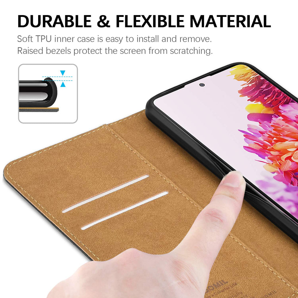 HOOMIL für Samsung Galaxy S20 FE Hülle, Premium Leder Flip Case Handyhülle für Samsung S20 FE Hülle (Schwarz)