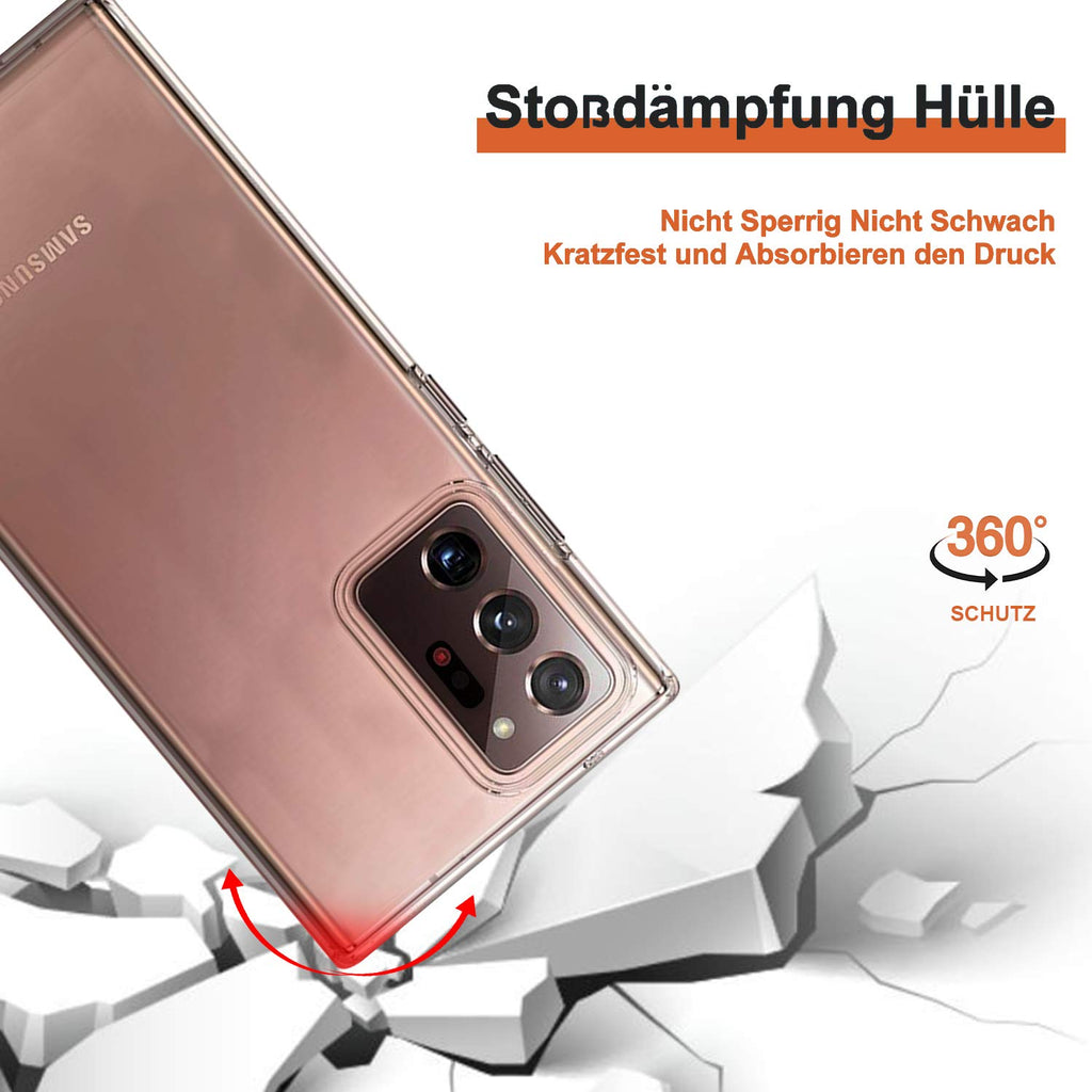 Eiselen Hülle Kompatibel mit Samsung Note 20 Ultra 5G, Anti Gelb, Kratzfest, Stoßfest TPU Bumper Handyhülle, Transparent Silikon Handyhülle Durchsichtige Schutzhülle für Samsung Note 20 Ultra