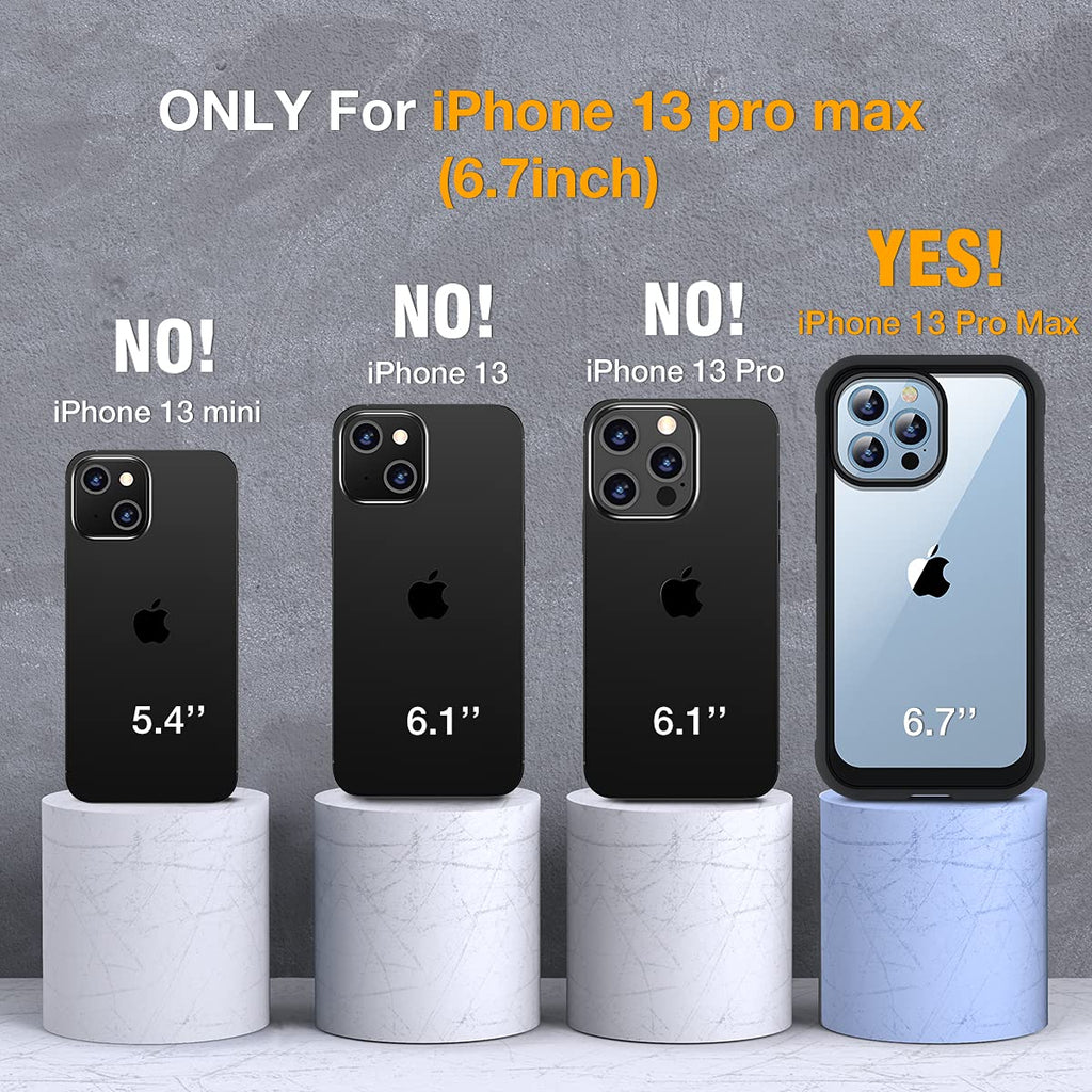 Miracase 360 Grad Hülle Kompatibel mit iPhone 13 Pro Max(6.7 Zoll), Ganzkörper Schutzhülle mit eingebauter Glas Displayschutzfolie, Stoßfeste Fullbody Handyhülle, Schwarz