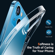 Laden Sie das Bild in den Galerie-Viewer, TORRAS SoftCare für iPhone 13 Hülle Elastisches Silikon (Super Hautfreundlicher Griff) Knetbare Kratzfest Handyhülle iPhone 13 Transparent (Ultra Dünn Leicht) Schutzhülle iPhone 13 Case Crystal Clear