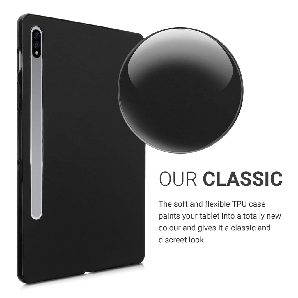 kwmobile Hülle kompatibel mit Samsung Galaxy Tab S7 - Silikon Tablet Cover Case Schutzhülle Schwarz matt