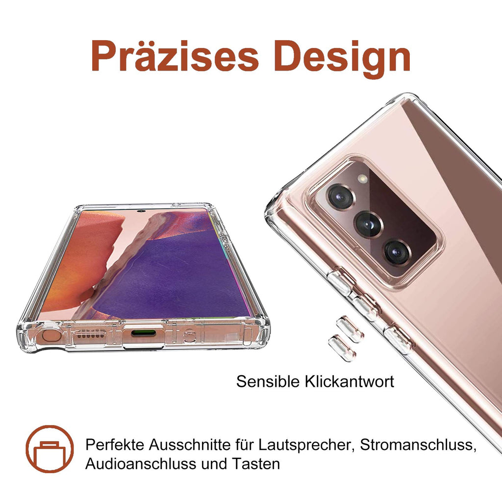 Eiselen Silikon Hülle Kompatibel mit Samsung Galaxy Note 20, Weiche case, Ultra-dünne Stylische Stoßfest Fallschutz Vollkörperschutz Handyhülle Schutzhülle für Samsung Galaxy Note 20 - Klar