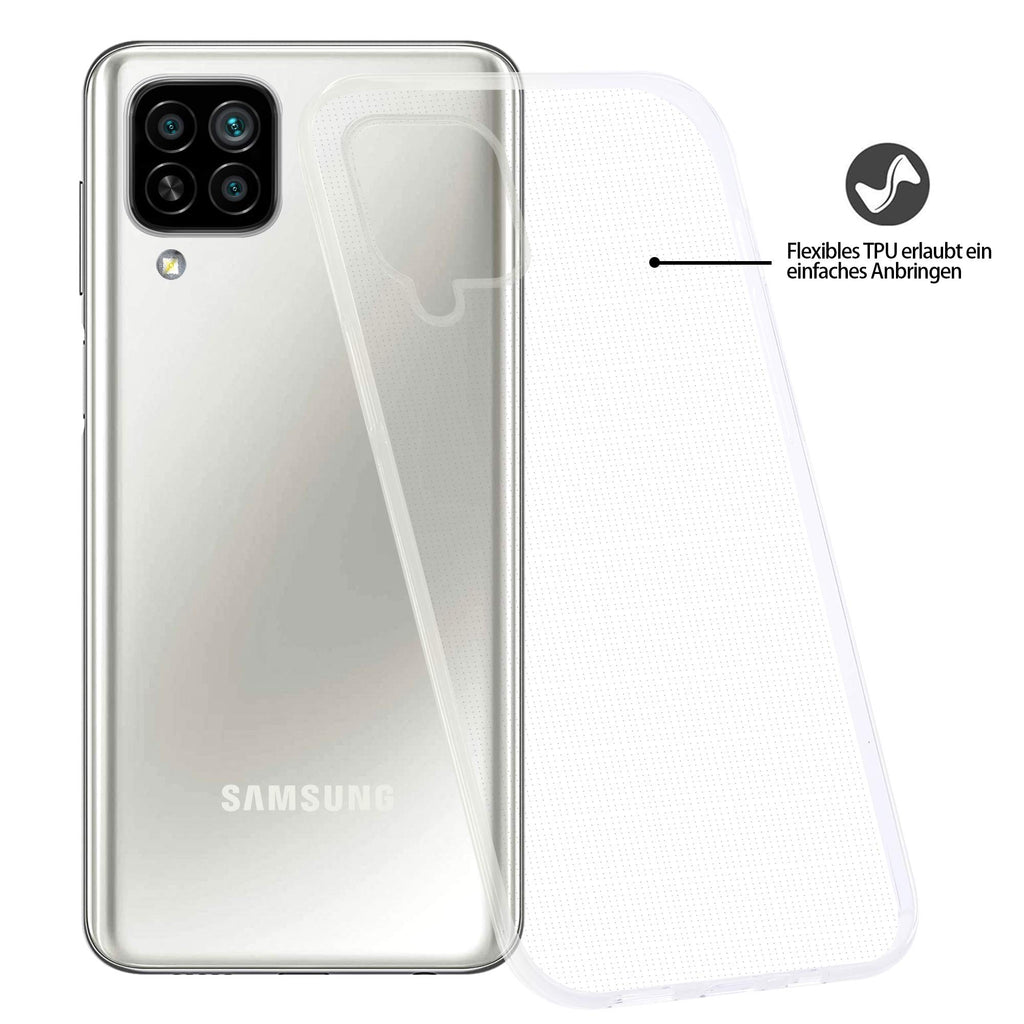 HSP Transparente Hülle kompatibel mit Samsung Galaxy M12 / A 12 | Premium TPU Silikon Case | Kratzfest Stoßfest Klar | Microdot Handyhülle | Passgenaue, weiche, durchsichtige Schutzhülle
