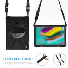 Laden Sie das Bild in den Galerie-Viewer, Gerutek Hülle für Tab S5e 10.5 Zoll Cover SM-T725/T720 Samsung Galaxy Case, Stoßfeste Robust Panzerhülle mit 360 Drehbar Stände, Handschlaufe, Schultergurt Schutzhülle, Schwarz Cover von Gerutek