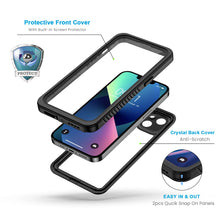 Laden Sie das Bild in den Galerie-Viewer, Lanhiem für iPhone 13 Hülle (6.1"), iPhone 13 Case IP68 Wasserdicht Handy Hülle 360 Grad Schutzhülle, Stoßfest Staubdicht Outdoor Panzerhülle mit Eingebautem Displayschutz, Schwarz