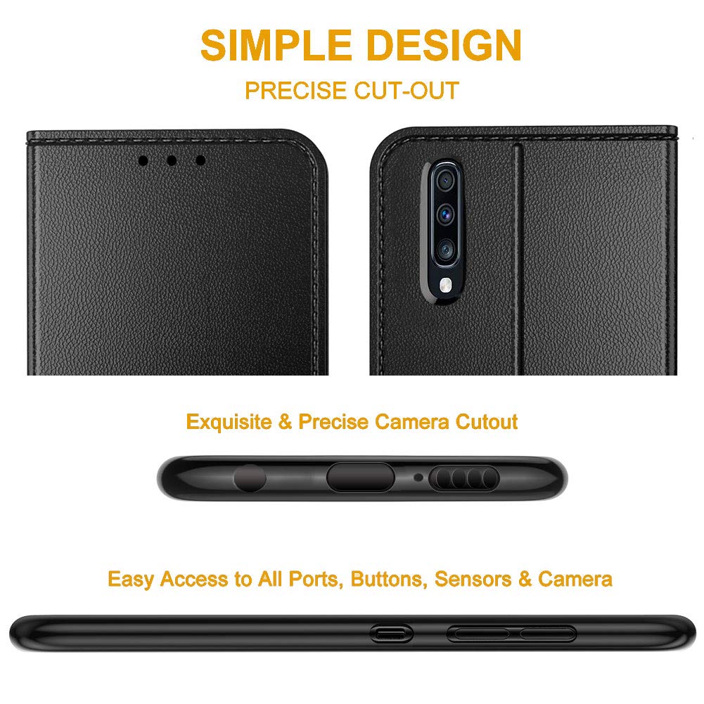 FMPCUON Handyhülle Kompatibel mit Samsung Galaxy S10 Plus Hülle Leder PU Leder Tasche,Flip Case Lederhülle Handyhülle Etui Handytasche Schutzhülle für Galaxy S10 Plus,Schwarz