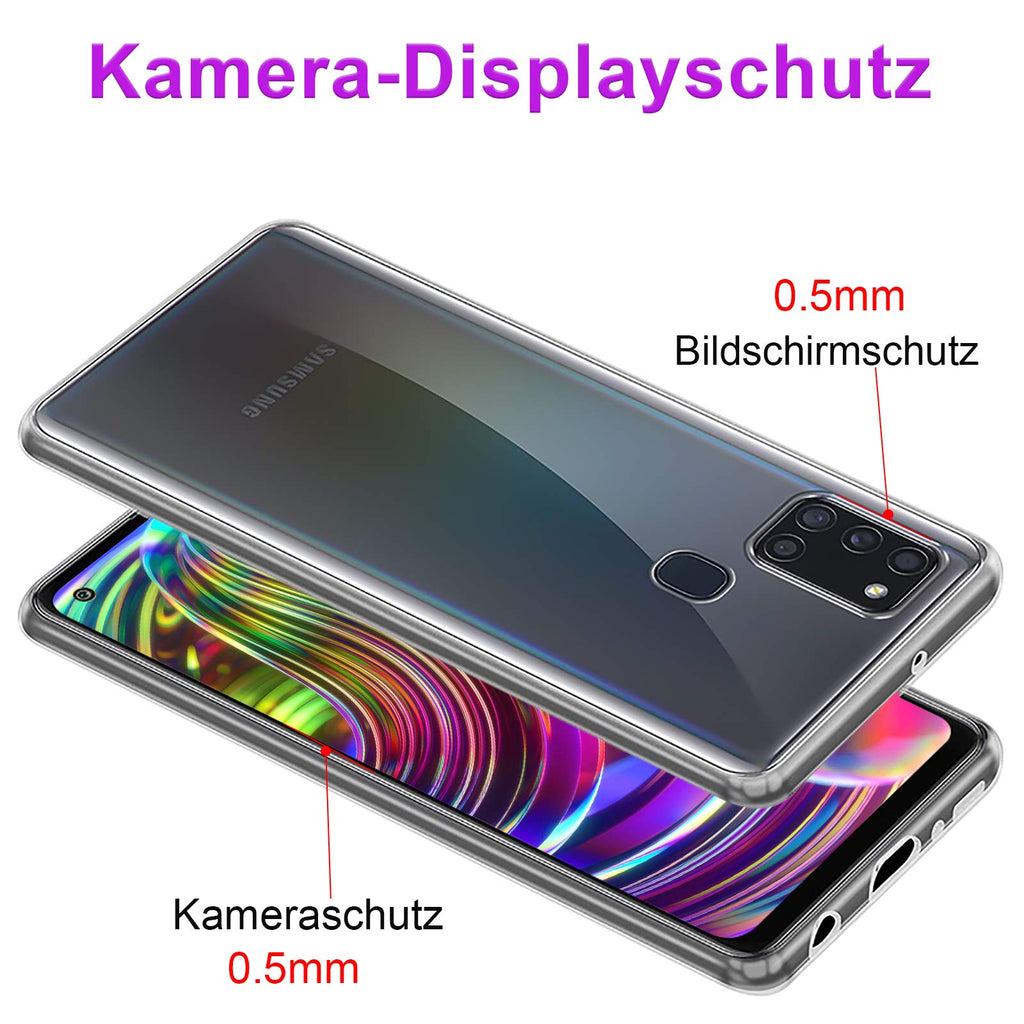 Wlife Hülle Kompatibel Samsung A21s,Slim Transparent Weich Anti-Vergilbung TPU Schutzhülle,Anti-Fingerabdruck, Anti-Kratze Qualität Stoßfest durchsichtig Silikon Handyhülle für Samsung A21s