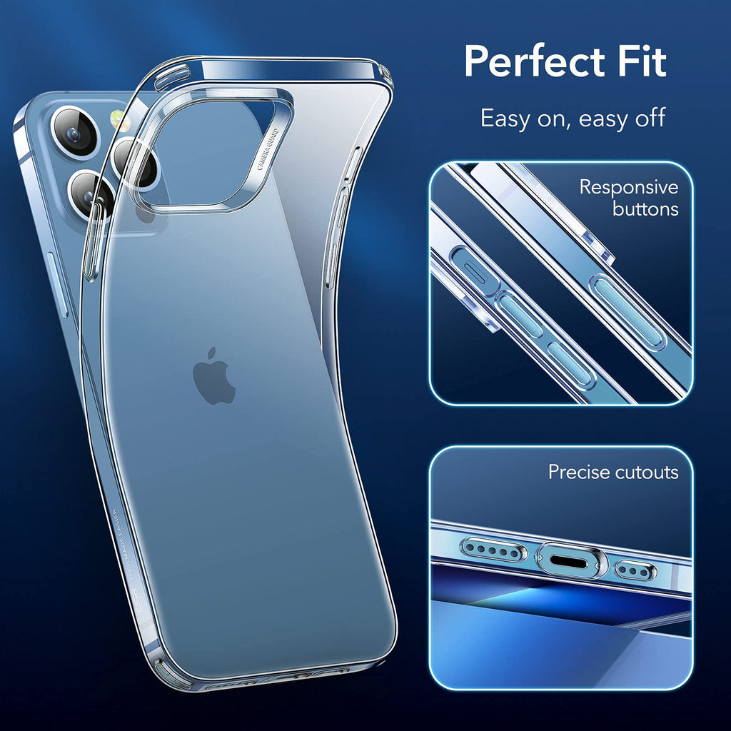 ESR Klare Silikon Hülle Kompatibel mit iPhone 13 Pro Hülle, Dünne Handyhülle, Kristallklare Schocksichere Schutzhülle, Transparentes Vergilbungsresistentes TPU, Klar
