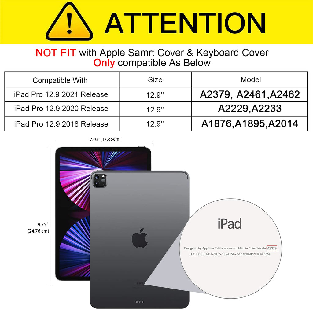 HBorna Transparente Schutzhülle für iPad Pro 12,9 Zoll (32,8 cm), 5. Generation 2021, unterstützt Apple Pencil 2. Generation, schlanke, leichte Silikon-Rückabdeckung für iPad Pro 12,9 / 5. Generation.