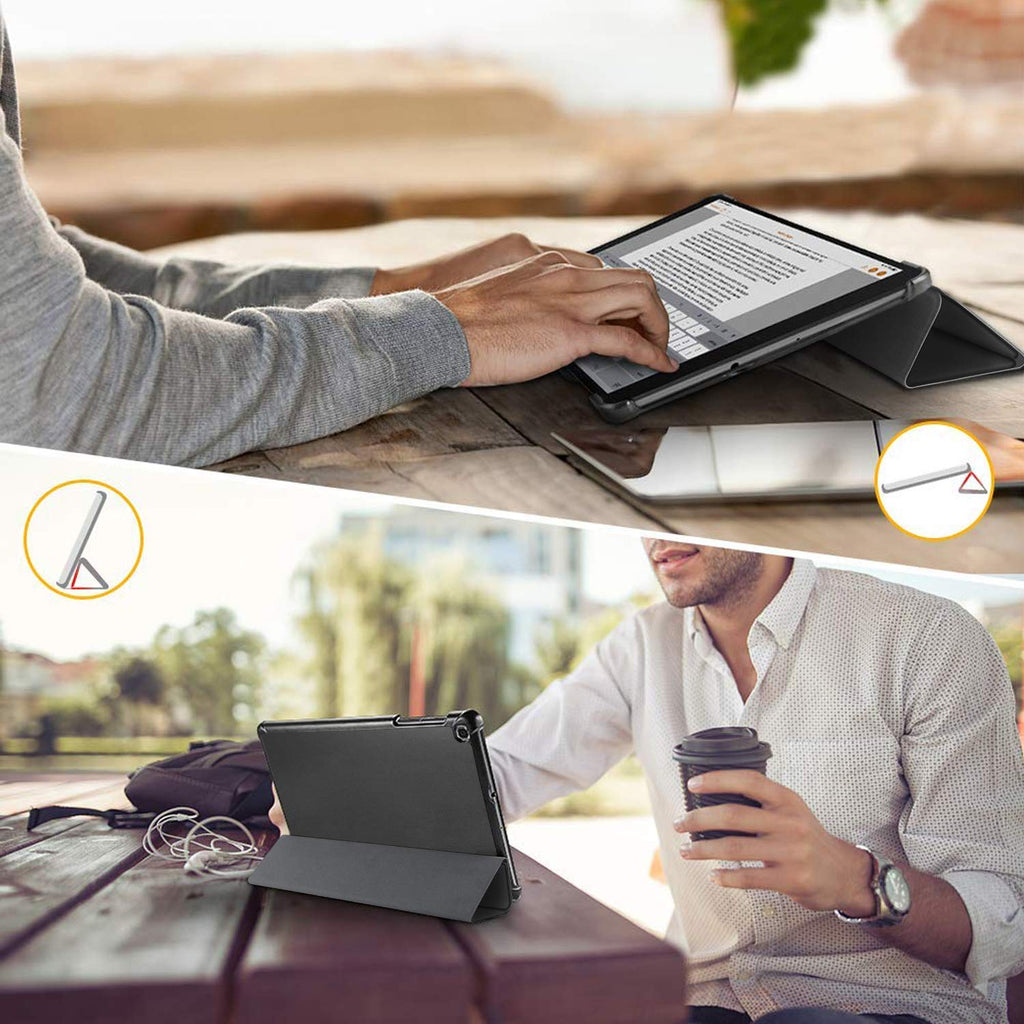 EasyAcc Hülle Kompatibel mit Samsung Galaxy Tab A 10.1 2019 T510/T515 - Ultra Dünn mit Standfunktion Slim PU Leder Smart Schutzhülle Kompatibel mit Samsung Galaxy Tab A 10.1 Zoll 2019, Schwarz