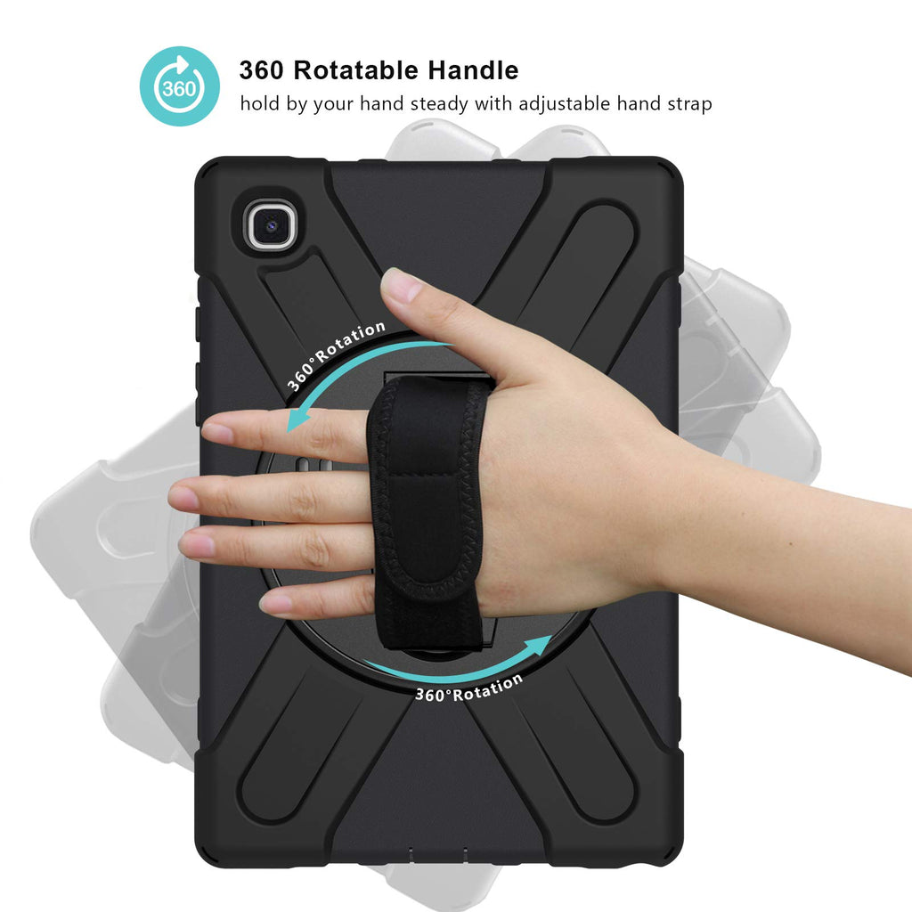 ProCase Hart Hülle für Galaxy Tab A7 10.4” 2020(SM-T500 T505 T507), Stoßfest Schutzhülle mit verstellbar Handschlaufe, Robust Heavy Duty Hybrid –Schwarz