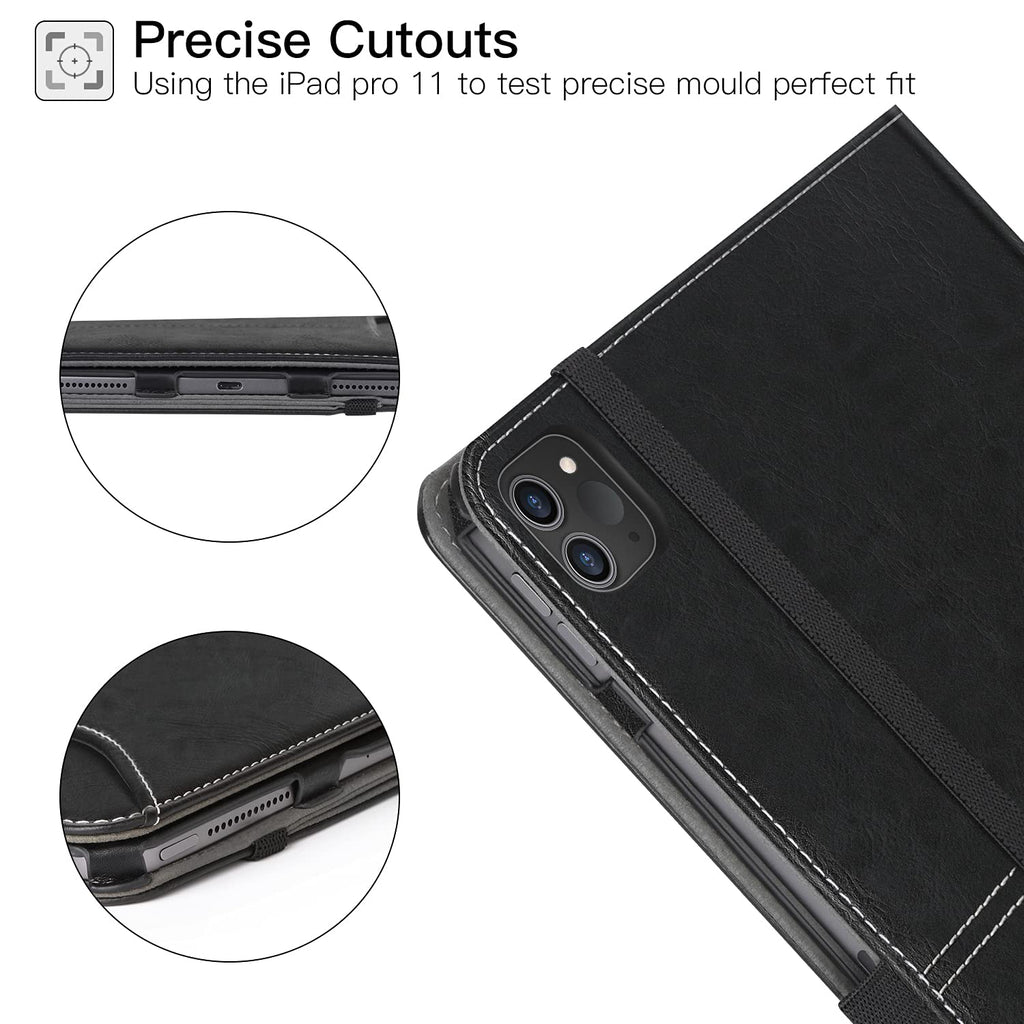 ZtotopCases Hülle für Neu iPad Pro 11 2021(3. Generation), Premium Leder Geschäftshülle mit Ständer,Kartensteckplatz,Auto Schlaf/ Aufwach Funktion, Mehrfachwinkel,für iPad 11 Zoll 2021, Schwarz