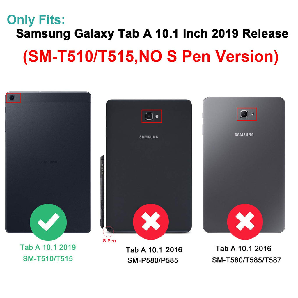 Gerutek Hülle für Samsung Galaxy Tab A T510 / T515 (10,1 Zoll), Stoßfeste Robust Panzerhülle mit Drehbar Stände, Handschlaufe, Schultergurt Schutzhülle für Samsung Tab A 10.1 2019 T510 / T515, Schwarz