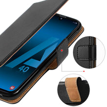 Laden Sie das Bild in den Galerie-Viewer, HOOMIL Handyhülle für Samsung Galaxy A40 Hülle, Premium Leder Flip Schutzhülle für Samsung Galaxy A40 Tasche, Schwarz