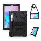 Gerutek Hülle Samsung Galaxy Tab S6 Lite 10.4-Zoll P610/P615, Stoßfeste Robust Panzerhülle mit Stifthalter, Drehbar Stände, Handschlaufe, Schultergurt und Schutzhülle für Samsung Tab S6 Lite, Schwarz