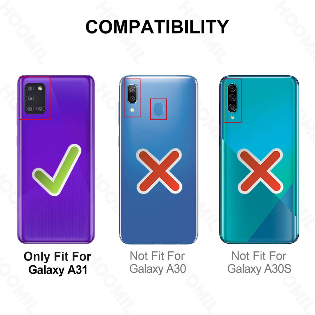 HOOMIL Handyhülle für Samsung Galaxy A31 Hülle, Premium PU Leder Flip Case Schutzhülle für Samsung Galaxy A31 Tasche, Schwarz