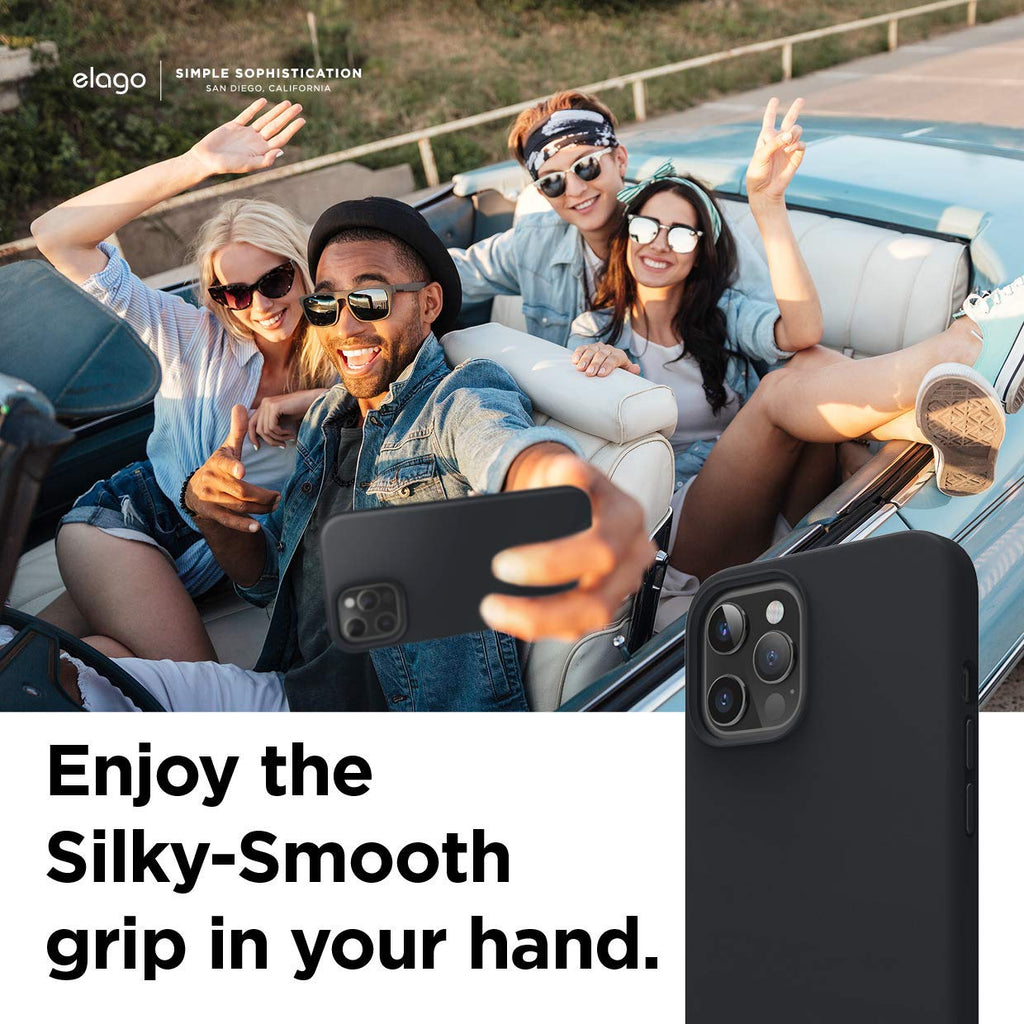 elago Liquid Silicone Case Kompatibel mit iPhone 12 Pro Max Hülle (6,7"), Hochwertiges Silikon, Rundumschutz Handyhülle : 3-Layer Struktur Schutzhülle (Schwarz)