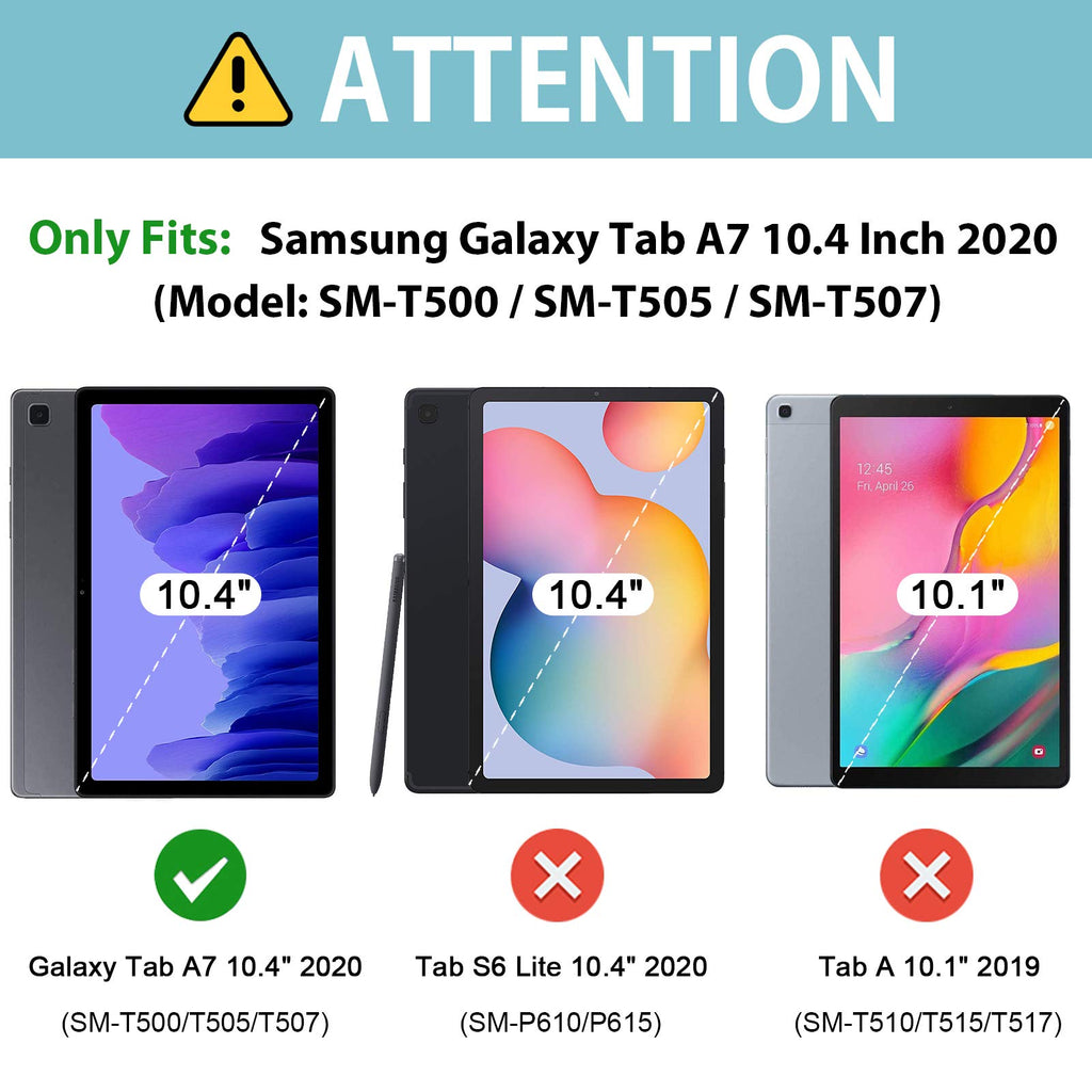 ProCase Hart Hülle für Galaxy Tab A7 10.4” 2020(SM-T500 T505 T507), Stoßfest Schutzhülle mit verstellbar Handschlaufe, Robust Heavy Duty Hybrid –Schwarz