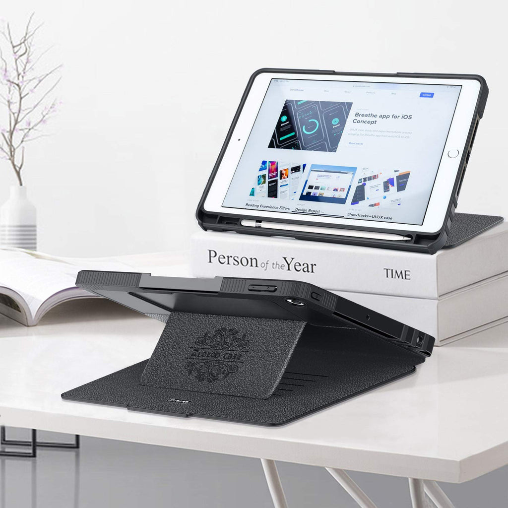 ZtotopCase Mehrfachwinkel Hülle für iPad 10.2 7. / 8. Generation,Stark magnetisch Schutzhülle mit Stifthalter,Stoßfest Sturzfest Hülle,Automatischem Schlaf/Aufwach,für iPad 10,2(iPad 7/iPad 8),Schwarz