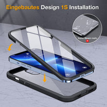 Laden Sie das Bild in den Galerie-Viewer, Miracase 360 Grad Hülle Kompatibel mit iPhone 13 Pro, Ganzkörper Schutzhülle mit eingebauter Glas Displayschutzfolie, Stoßfeste Fullbody Handyhülle, Schwarz