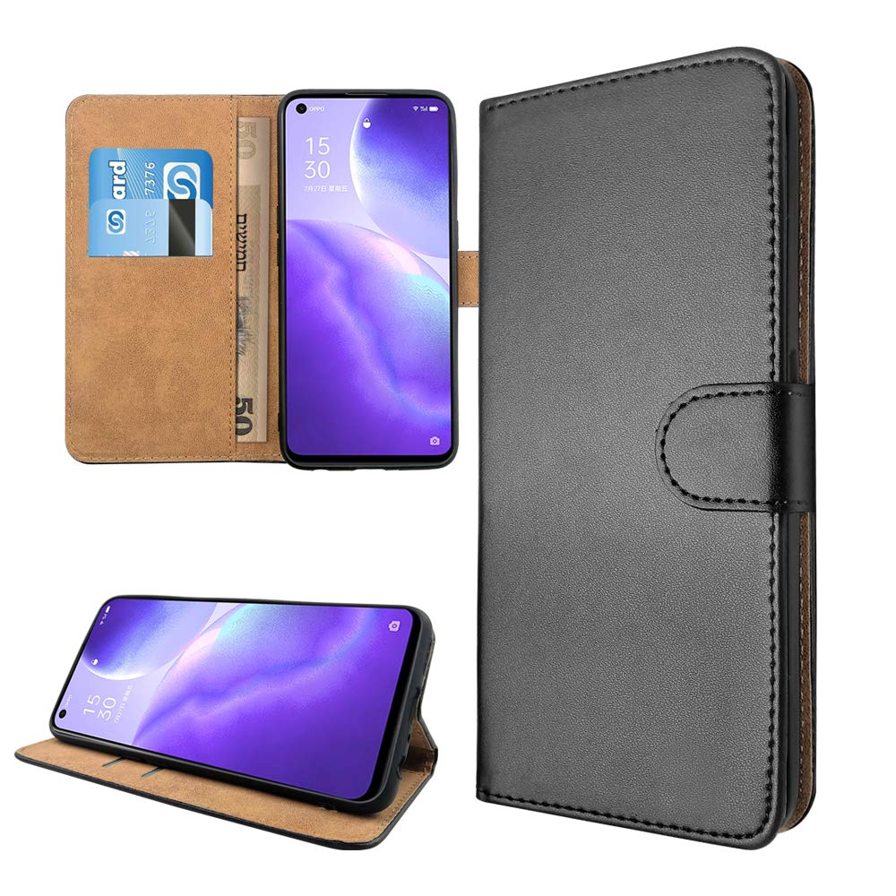 SDTEK Hülle Kompatibel mit Oppo Find X3 Lite, (Schwarz) Tasche Leder Flip Case Brieftasche Book Etui Schutzhülle Handyhülle